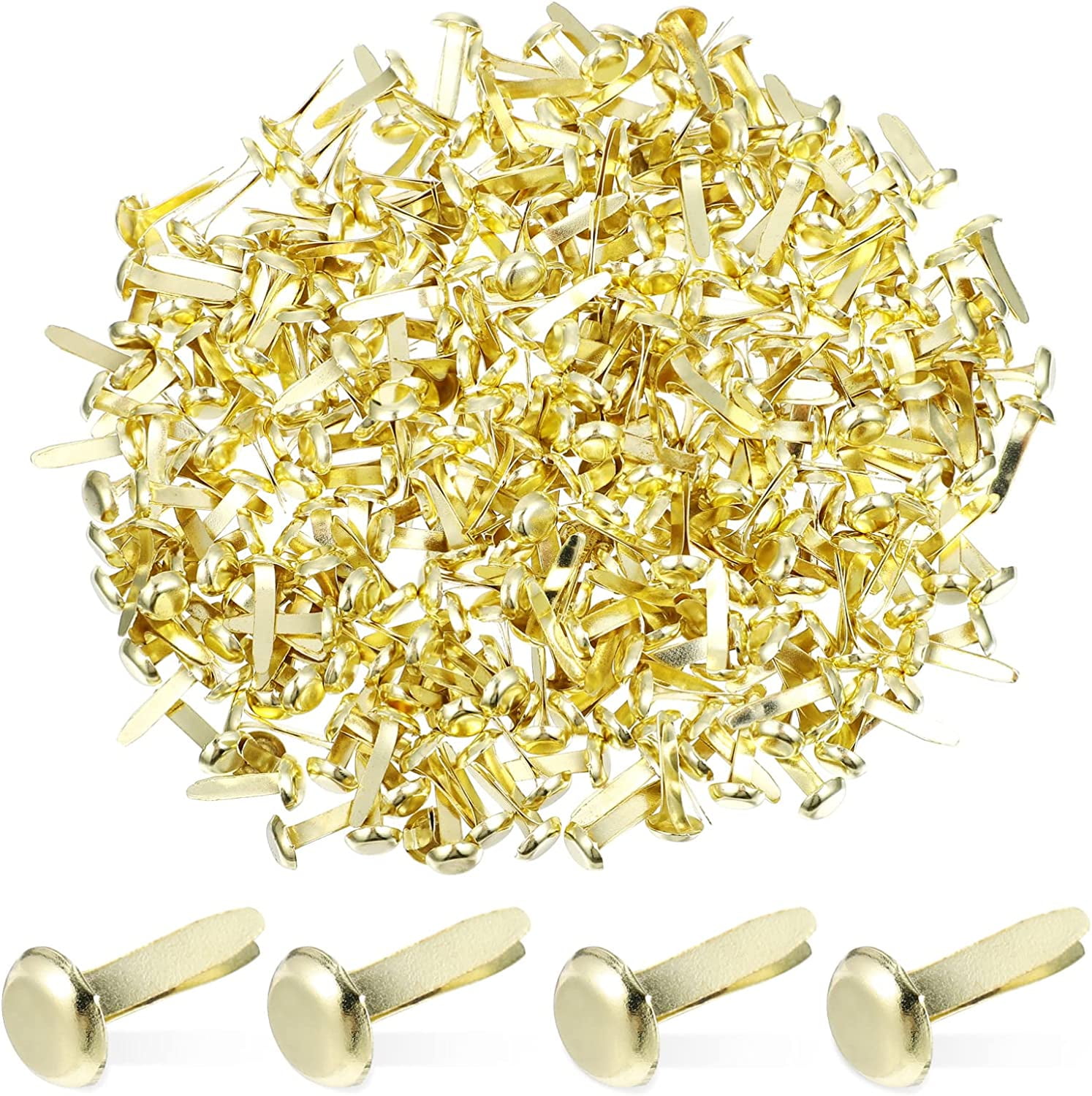 Uxcell 18x24mm Mini Brads Round Paper Fasteners for Art Crafting, Gold Tone 100Pack, Size: 18 mm x 24 mm