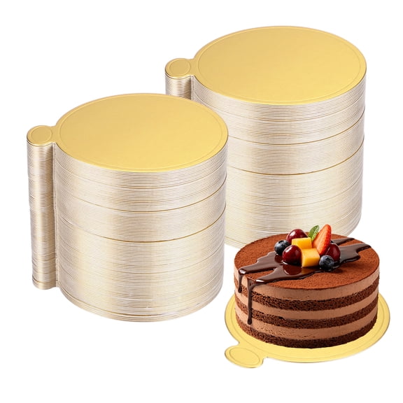 300 Pcs Mini Cake Boards, 3.1 Inch Cardboard Cake Base, Round Paper Dessert Displays Tray for Cupcake Baking Wedding Birthday Party, Gold