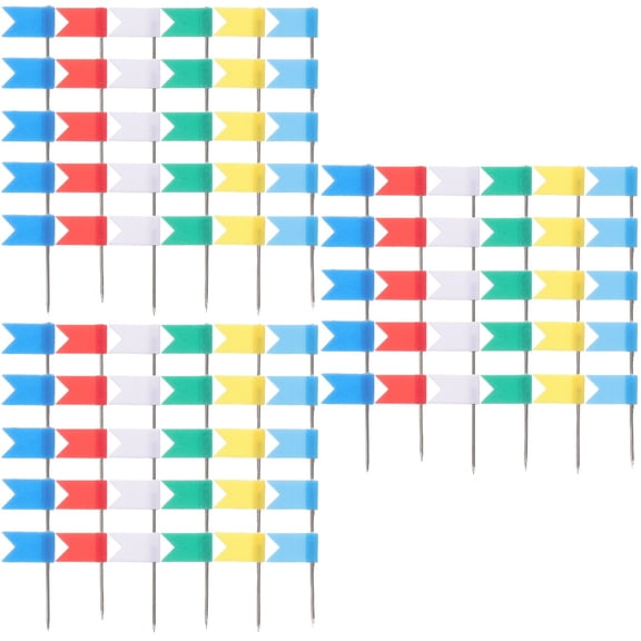 300 Pcs  Mini Flag Cork Pushpins Board Thumb Tacks Flag Design Push Pin Bulletin Tacks