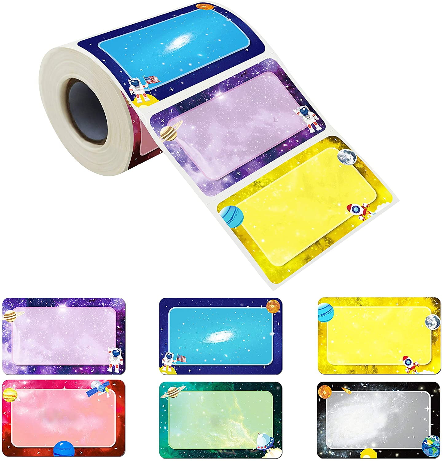300 Pcs Name Tag Label Sticker GalaxyThemed in 6 Designs with