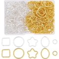 thumbnail image 1 of 300 Pcs Open Jump Rings Assortment Kit Plum Blossom/Square/Ring Connectors Metal Linking Rings Twisted Lines Rings for Earring Necklace Bracelet Jewelry Making, 1 of 6