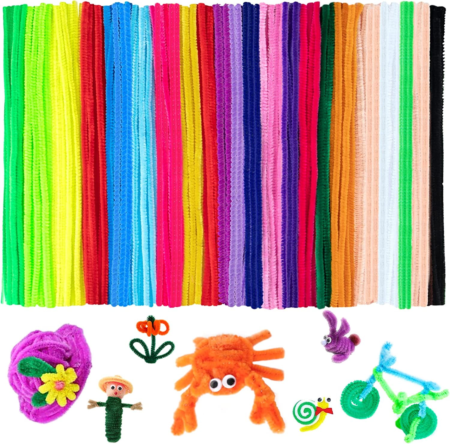 Eppingwin 200 Pcs Pipe Cleaners, Multi-Colored Pipe Cleaners Craft Supplies, 20 Colors Chenille Stems for DIY Arts Crafts Project(Multi Color)