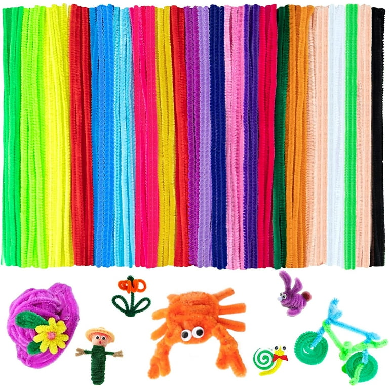 100 Pieces 7mm x 12 Inch Pipe Cleaners, Thick Fuzzy White Chenille Stems  for Craft Supplies Kids DIY Art Decorations 