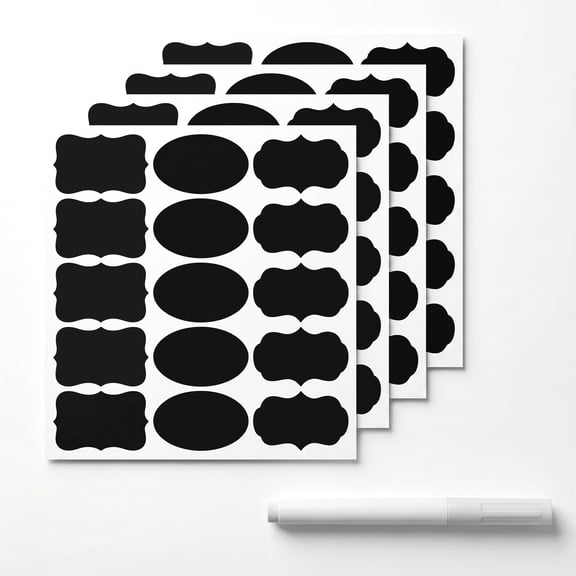 300 Pcs Reusable Chalkboard Labels Waterproof Chalk Labels Stickers for Jars Food Containers Storage Bins with 1 White Chalk Marker