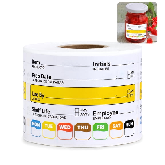 300 Pcs Rotation Labels, 2 x 3 Self-Adhesive Removable Freezer Stickers, Restaurant Quality Vinyl Date Labels for Safety, Reusable Containers, Easy to Write and Remove, White
