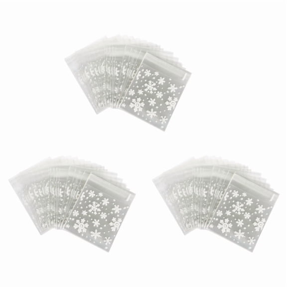 300 Pcs Sachets Pouches White Snowflake Packaging Bag for Cookies Christmas Candies