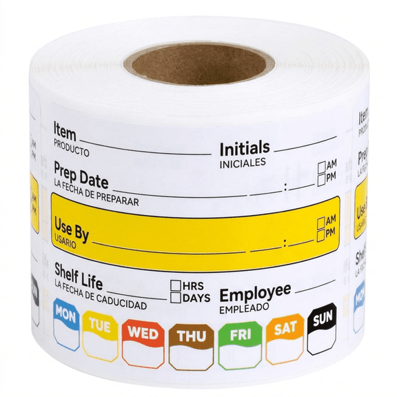 300 Pcs Shelf Life Rotation Labels, 2x3 Inch Self-Adhesive Removable Freezer Labels, Restaurant Quality Vinyl Date Stickers for Reusable Containers, Storage, Meal Prep, Kitchen Organization, White