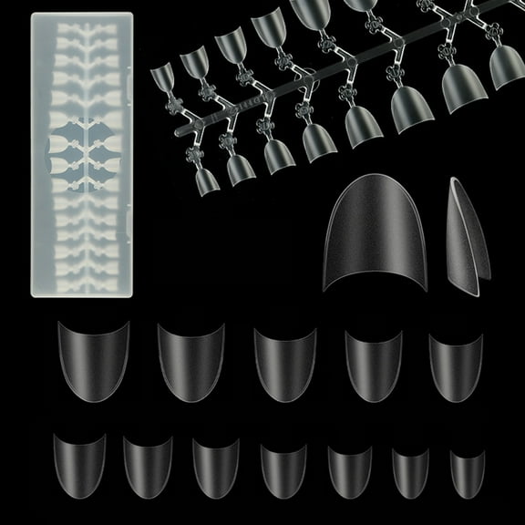 300 Pcs Short Oval Shaped Half Cover Nail Tips Round False Nail Tips for Nail