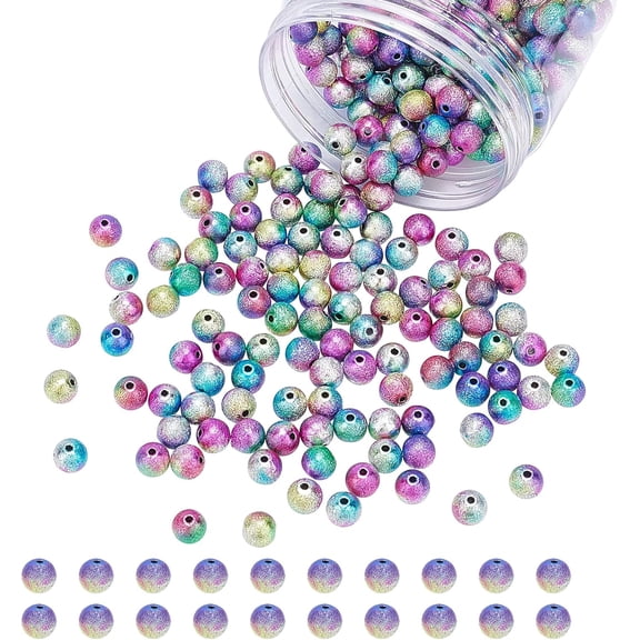 300 Pcs Spray Painted Acrylic Beads 8mm Matte Style Round Beads with 1.9mm Hole for Necklaces Bracelets Earring Jewelry Making- Colorful DIY
