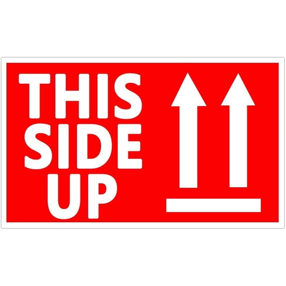 300 Pcs This Side Up Warning Stickers for Shipping and Packing - 2" X 3" Permanent Adhesive Labels,Warning Shipping Label,Roll