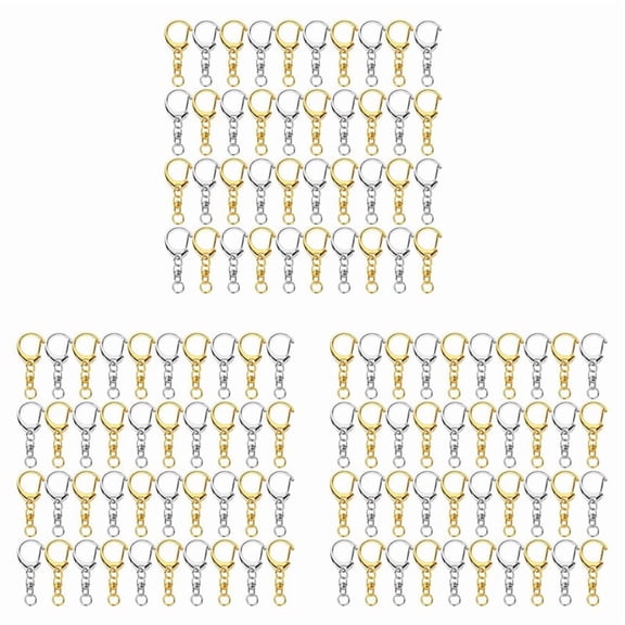 300 Piece D Hook Keychain Hardware with Jump Rings, Metal Split Key Ring Clips with Chain for Craft Charm Making DIY