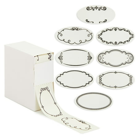 Juvale Dissolvable Food Labels - 300 Pack, White Rectangular, 1.1 x 2.25 in - Canning Jar Labels & Pantry & Freezer Container Stickers - 8 Unique Designs