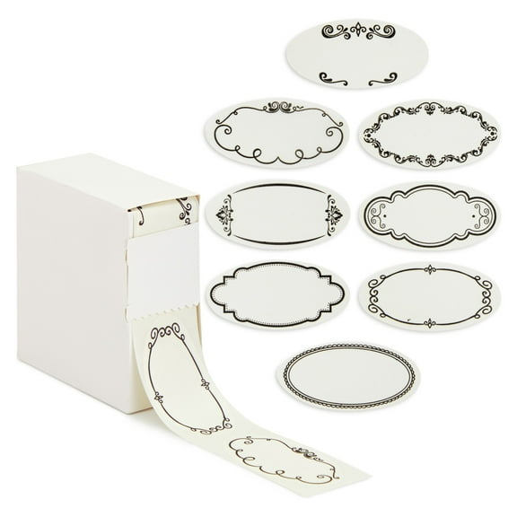 Juvale Dissolvable Food Labels - 300 Pack, White Rectangular, 1.1 x 2.25 in - Canning Jar Labels & Pantry & Freezer Container Stickers - 8 Unique Designs