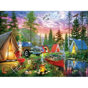 300 Piece EZ Grip Jigsaw Puzzle  Moonlight Camping  15.7" x 11"