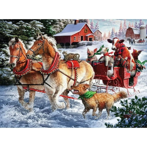300 Piece Jigsaw Puzzle – Taking A Ride Horse & Buggy Winter Scene, 18"x24"