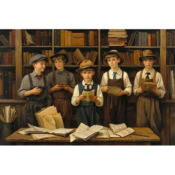 300 Piece Jigsaw Puzzle for Adults - Charles Wysocki - The Paperboys - Puzzle Game-Large Puzzle Game Artwork for Adults Teens