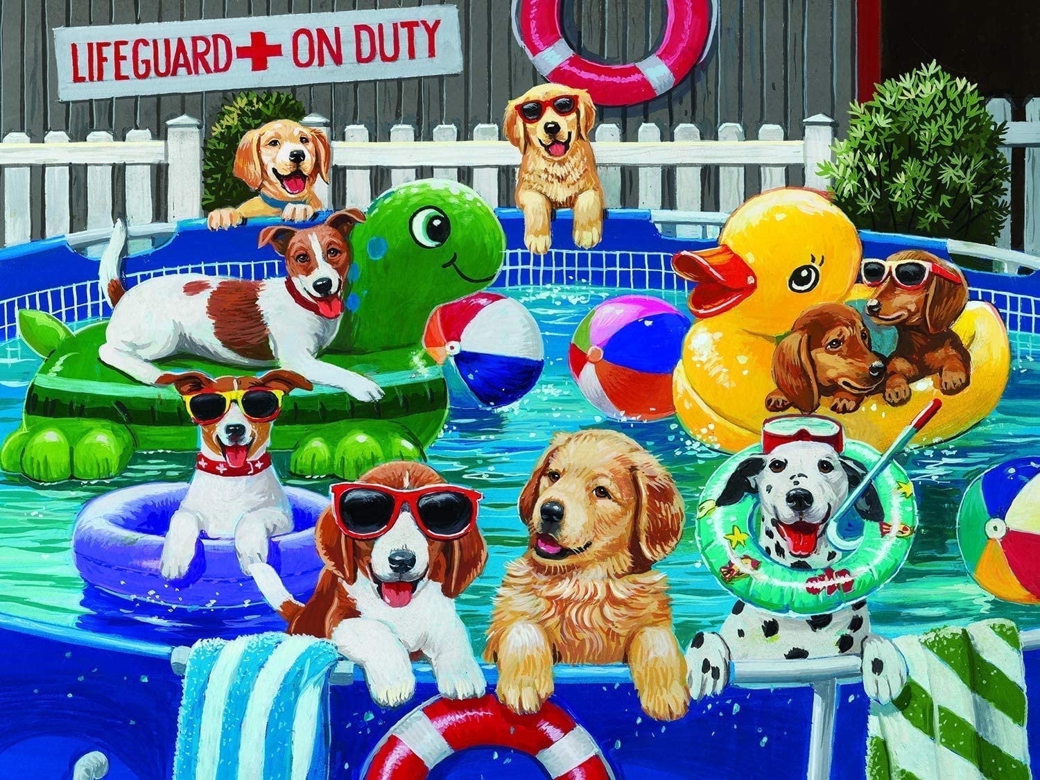 Pool Puzzle 300 Piece Puppy Pool Party Jigsaw Puzzle by William Vanderdasson 18