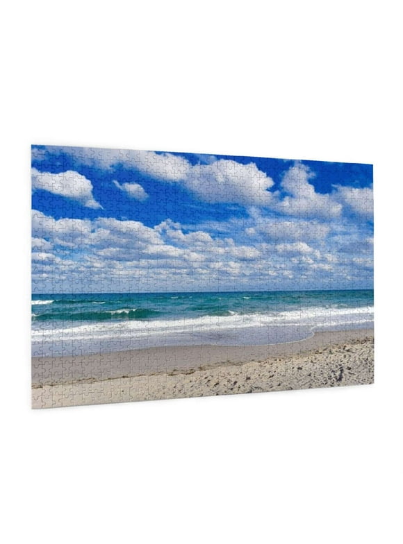 300 Piece Puzzle for Adults and Kids - Beach Blue Sky White Clouds Jigsaw Puzzle - Puzzle for Home Decoration Toys and Games ,15.7"x 11"
