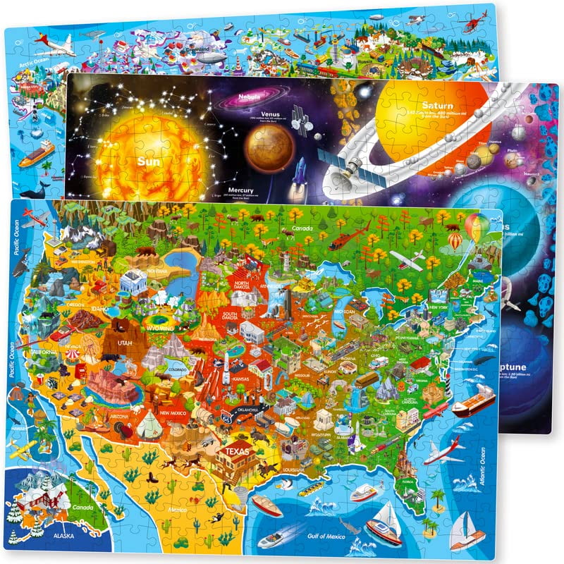 QUOKKA 300 Piece Puzzles for Kids 10-12 - 3X Set Floor Jigsaw Puzzles