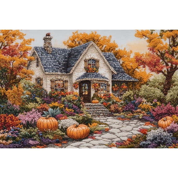 300 Piece Wood Puzzles for Adults Autumn Cottage in a Flowering Garden Christmas Birthday Gifts for Adults Challenging Family Activity Great Gift Idea for Family Friends