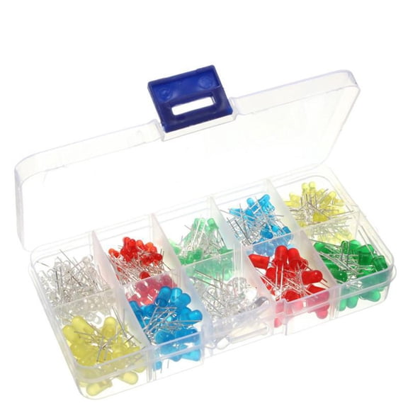 300 Pieces 3mm and 5mm LED Light Kit - White Yellow Red Green Blue Assortment
