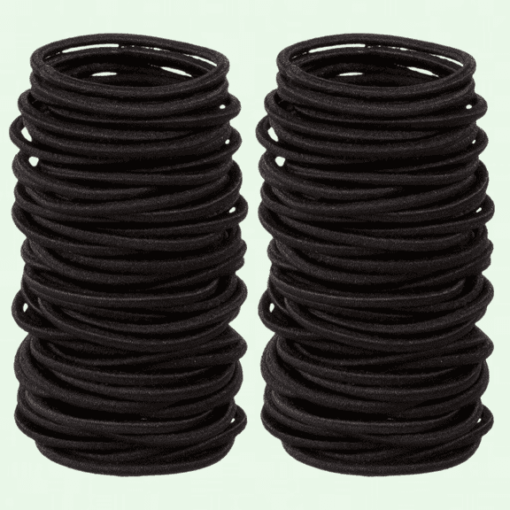300 Pieces Black No Crease Girls Hair Ties, Elastic Hair Bands, Bulk Ponytail Holders for Thick, Heavy, and Curly Hair