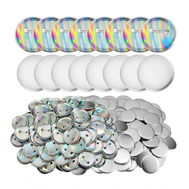 Mostme 300 Sets 25mm Button Parts Button Supplies, 1 inch Blank Button  Badge Parts, Round Button Making Supplies, Includes Metal Button Pin Back
