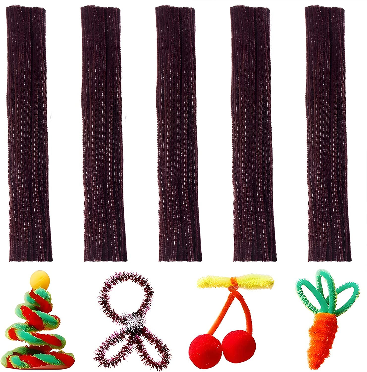 300 Pieces Brown Pipe Cleaners Chenille Stem, Pipe Cleaners Craft for