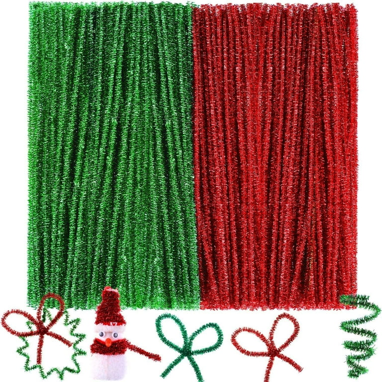 300 Pieces Christmas Glitter Pipe Cleaners Craft Pipe Cleaners Colorful  Chenille Stems for DIY Art Craft Christmas Decoration, 12 Inches, Red and  Green 