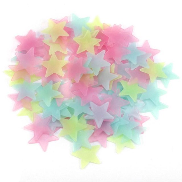 300 Pieces Colorful Glow In The Dark Stars (3Cm), Glow In The Dark