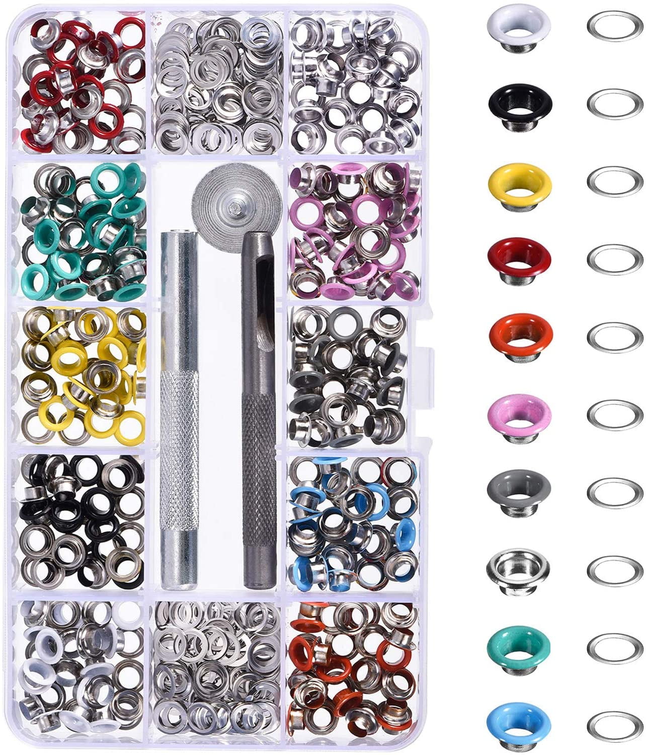 400 Pcs Grommets Eyelets Kit Tool, Copper Tarpaulin Eyelets