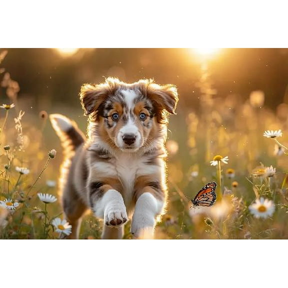 300 Pieces Jigsaw Puzzles for Adults Teens Australian Shepherd Puppy Pictures Fun Game Props Educational Toys Decompressing Intellectual Puzzles Gift for Christmas Birthday