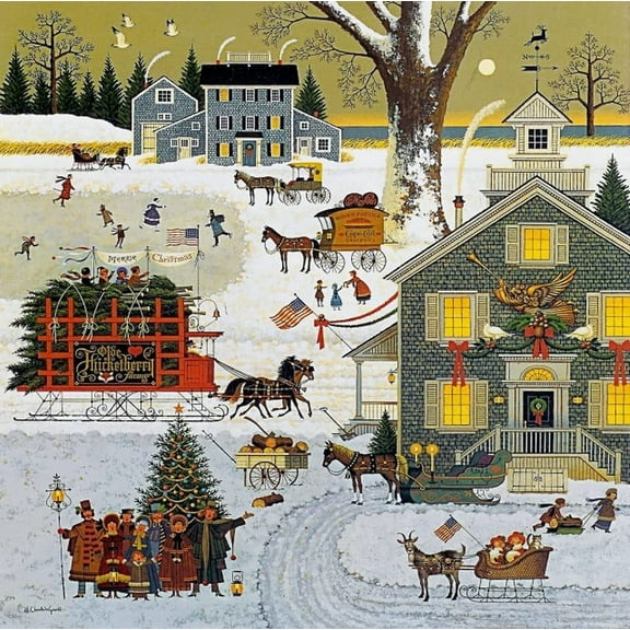 300 Pieces Jigsaw Puzzles for Adults Teens Charles Wysocki Cape Cod Christmas Fun Game Props Educational Toys Decompressing Intellectual Puzzles Gift for Easter Hallowen Christmas Birthday