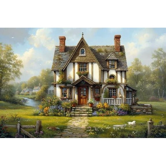 300 Pieces Jigsaw Puzzles for Adults Teens Pickwick Cottage Fun Game Props Educational Toys Decompressing Intellectual Puzzles Wall Home Decor Bedroom