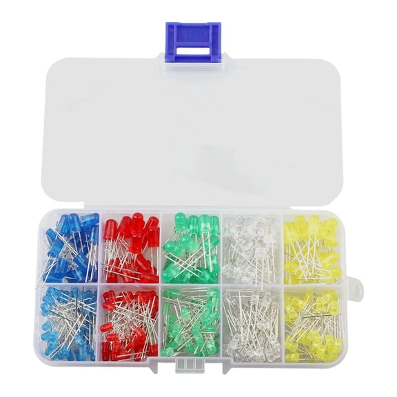 300 Pieces LED Diode Assortment Kit, 3mm and 5mm Multicolor Emitting Diodes Light, 3V Red Green Blue Yellow White for Electronics Projects, Christmas Lights, DIY Circuits and Indicators