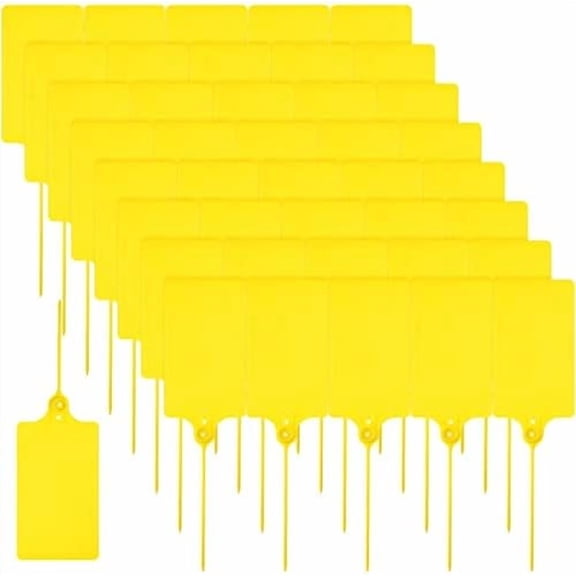 300 Pieces Plastic Tags Blank 2.3" x 10" Waterproof Plastic Shipping Tags Yellow Zip Tie Label Tags Bag Tags for Labeling Security Seals Writable Marker Ties Hanging Tags