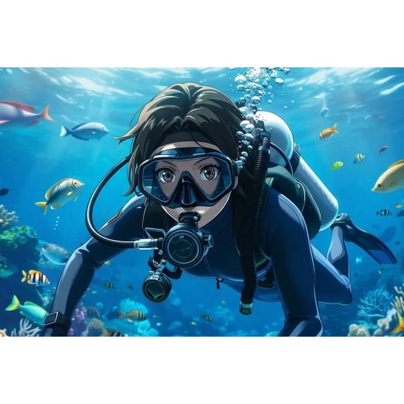 300 Pieces Puzzle for Adult Scuba Diving Anime Wooden Jigsaw Puzzles Challenging Educational Interactive Toys for Family Creative Gift Thick Sturdy Hard Challenging Difficult Party Games Props