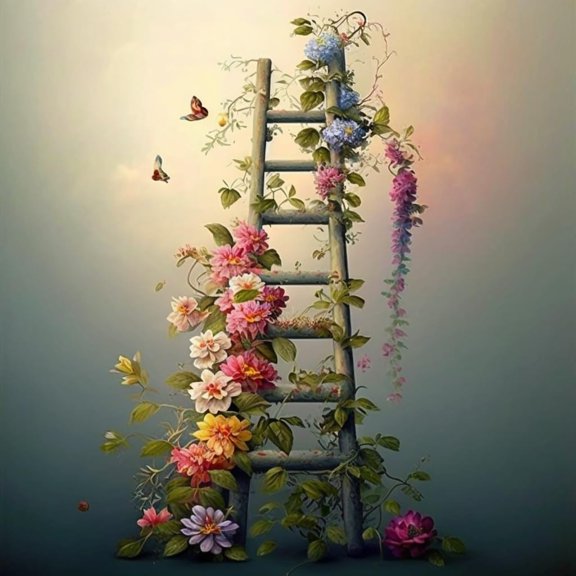 300 Pieces Puzzle for Adult - Flower Wooden Ladder Wooden Jigsaw Puzzles Challenging Educational Fun Interactive Toys for Family Creative Gift