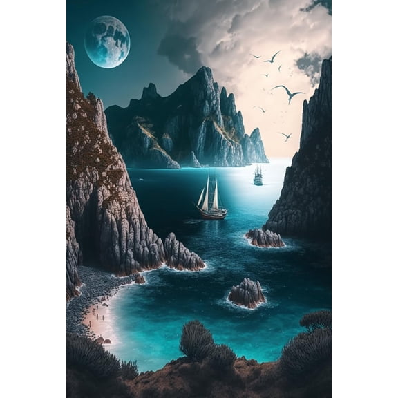 300 Pieces Puzzle for Adult - Looking at Ship Going Away On Sea Wooden Jigsaw Puzzles Challenging Educational Fun Toys for Family Creative Gift