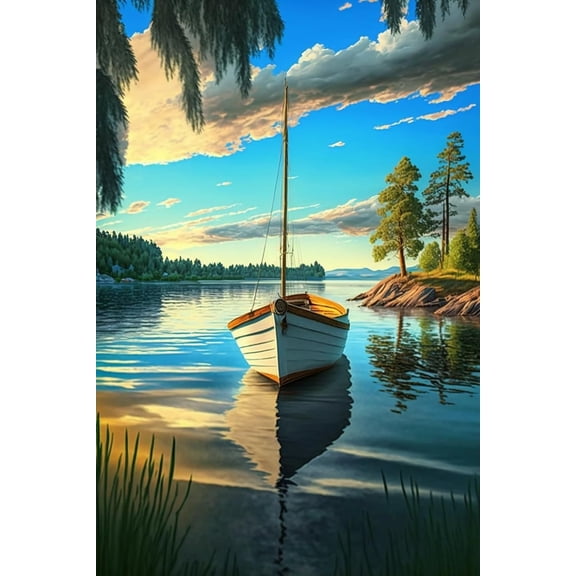 300 Pieces Puzzle for Adults - Boats in The Lake Wooden Jigsaw Puzzles Challenging Educational Fun Toys for Family Creative Gift