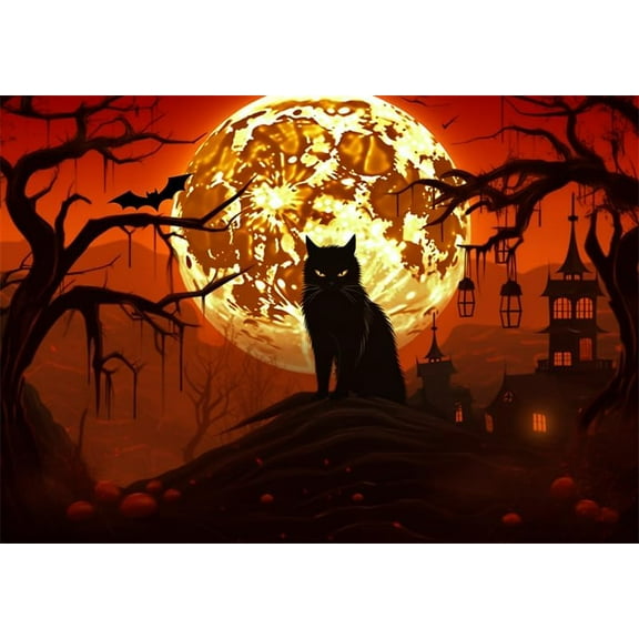 300 Pieces Puzzles For Adults Halloween Black Cat Horror Nightmare Lonely Wolf Forest Party Holidays Funny Wall Art Gift Jigsaw Puzzle