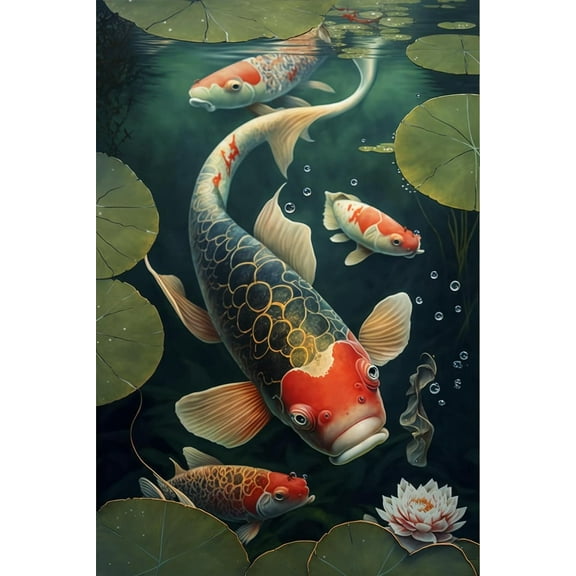 300 Pieces Puzzle for Adults - Lotus Koi Fish Wooden Jigsaw Puzzles Challenging Educational Fun Toys for Family Creative Gift