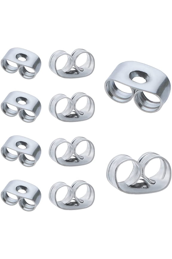 300 Pieces Stainless Steel Butterfly Earring Backs (Silver 6x4.5mm)