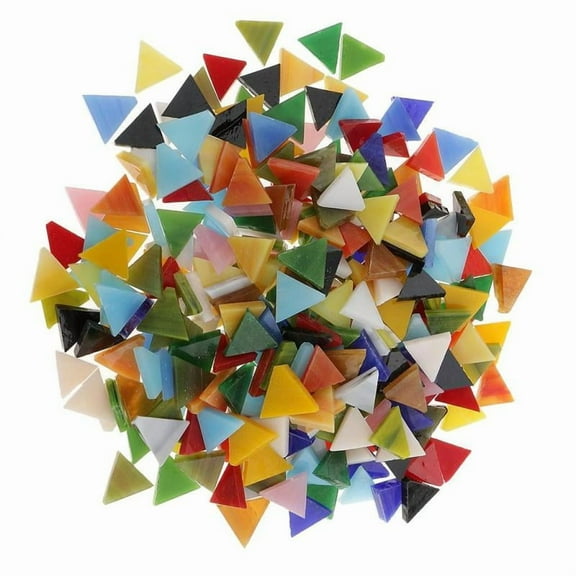 300 Pieces Triangle Shape Assorted Colors Glass Pieces Mosaic Tiles Tessera for Arts DIY Craft 12mm