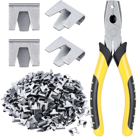 300 Pieces Wire Cage Clips with 1 Piece Wire Cage Buckle Snap Plier for Rabbit Chicken Pet Dog Cat Coop(Silver, Black Yellow)