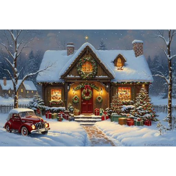 300 Pieces Wooden Jigsaw Puzzle A Warm Christmas Love Puzzle Challenging Educational Fun Family Games Toys Gifts for Home Kitchen Decor Family Activities