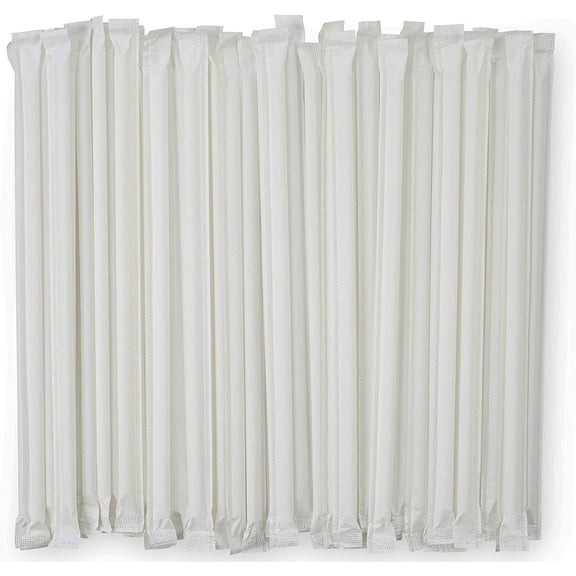 300 Plastic Drinking Straws Paper Wrapped 10.25" Inch Translucent Plastic Straws