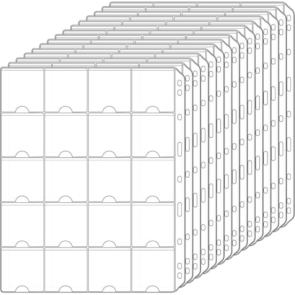 300 Pockets Coin Flip Pages 2"x2" Standard 9-Hole Binder Inserts | Acidfree PVC 50x50mm Pockets Fit Coins Below 45mm 15 Sheets 20 Pockets/Sheet CH0815