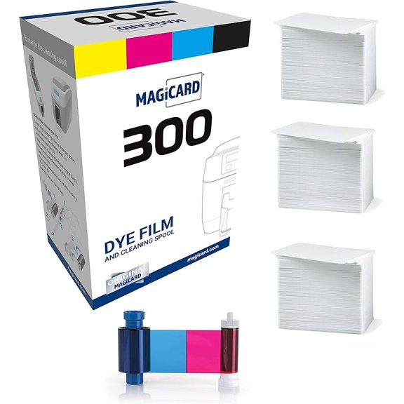 300 Printer MC300YMCKO Color Ribbon - YMCKO - 300 Prints with Bodno Premium CR80 30 Mil Graphic Quality PVC Cards