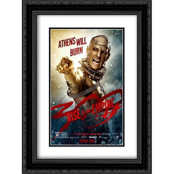 300: Rise of an Empire 18x24 Black Ornate Wood Framed Movie Poster with Double Matting